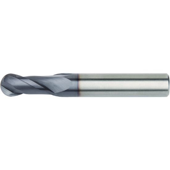 Picture of Hanita/Widia I2B0375T300X Dia 3/8 SH 0.3750 LOC 3.00 OAL6.00 End Mill Standard Flute High Helix Carbide TiAlN Single End Ball NoseBall Widia Series Mills
