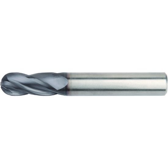 Picture of Hanita/Widia I4B0250T050S Dia 1/4 SH 0.2500 LOC 0.50 OAL2.00 End Mill Standard Flute High Helix Carbide TiAlN Single End Ball NoseBall Widia Series Mills