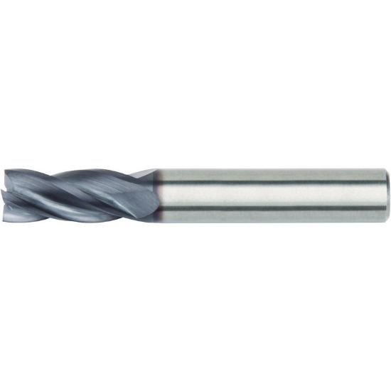 Picture of Hanita/Widia I4R0187T062R020 Dia 3/16 SH 0.1875 LOC 0.6250 OAL2.00 End Mill Standard Flute High Helix Carbide TiAlN Single End Corner Radius0.0200 0.51mm Widia Series Mills