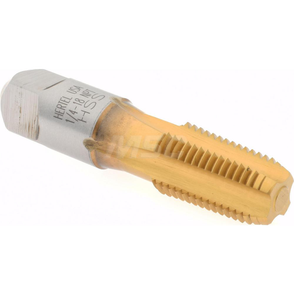 Picture of Hertel G127206T-S 1/4-18 2-7/16 Oal Npt 4Fl HSS Tin Tap Threading Taping