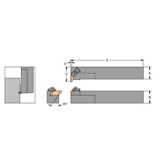 Picture of TEL-163D Horizon 48785 Grooving,Threading Boring Bar 1.0000 25.40mm Shank