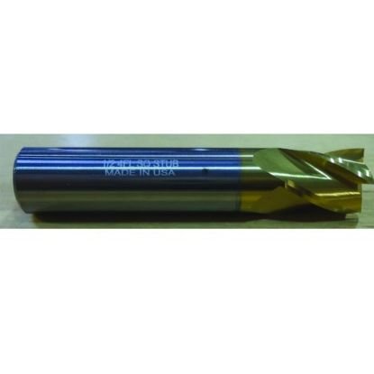 Picture of HTC 107-2046 Dia 3/64 SH 0.1250 LOC 0.0938 OAL1.50 End Mill Standard Flute Standard Helix Carbide TiN Single End Square Sharp