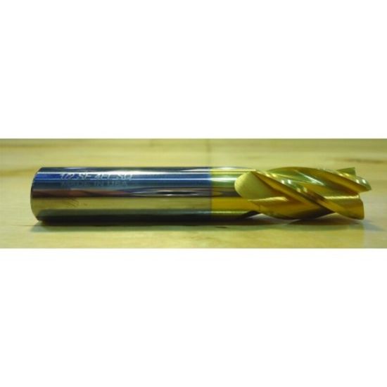 Picture of HTC 125-4875 Dia 7/8 SH 0.8750 LOC 1.50 OAL4.00 End Mill Standard Flute Standard Helix Carbide TiN Single End Square Sharp