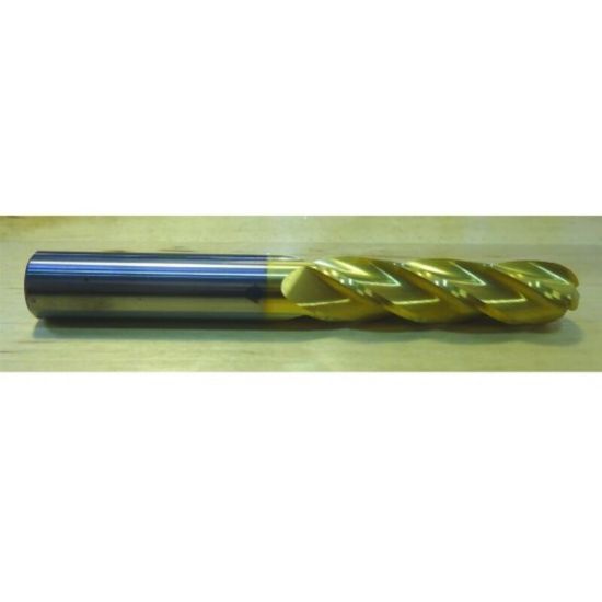 Picture of HTC 157-2250 Dia 1/4 SH 0.2500 LOC 1.1250 OAL3.00 End Mill Standard Flute Standard Helix Carbide TiN Single End Ball NoseBall