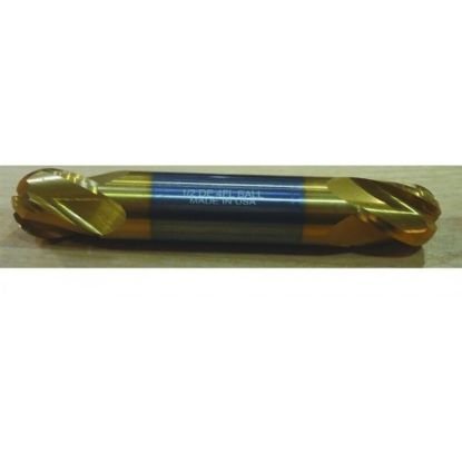 Picture of HTC 199-2750 Dia 3/4 SH 0.7500 LOC 0.8750 OAL4.00 End Mill Standard Flute Standard Helix Carbide TiN Double End Ball NoseBall