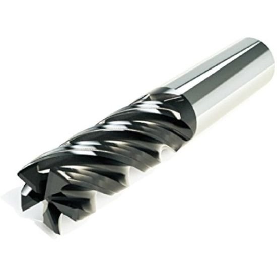 Picture of ICE 3/8 5Flt 2-1/8LOC 4OAL 3/8Shk RND .015CR All4 Carbide End Mill HEM CHPBR Variable Helix Black