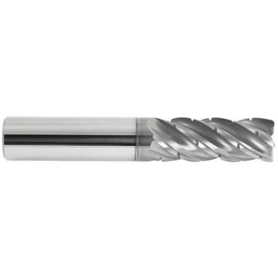 Picture of ICE 5/8 5Flt 1-5/8LOC 3-1/2OAL 5/8Shk RND .030CR All4 Carbide End Mill HEM CHPBR Variable Helix Black