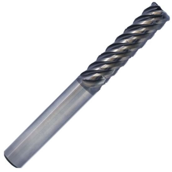Picture of ICE 5/8 7Flt 2-5/8LOC 5OAL 5/8Shk RND .030CR All4 Carbide End Mill HEM CHPBR Variable Helix Black