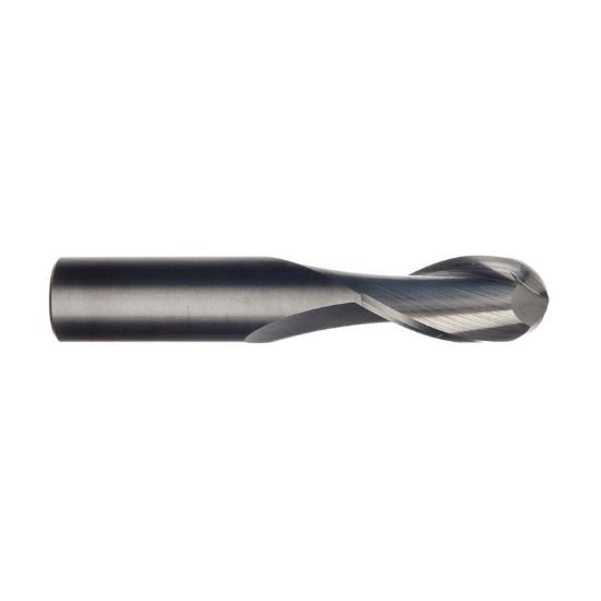 Picture of Imco 30845 Dia 3/8 SH 0.3750 LOC 1.00 OAL2.50 End Mill Standard Flute Standard Helix Carbide Uncoated Single End Ball NoseBall General PURPOSE
