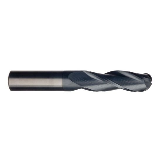Picture of Imco 32591 Dia 6mm SH 0.2362 LOC 0.7480 OAL2.4803 End Mill Standard Flute Standard Helix Carbide AlTiN Single End Ball NoseBall General PURPOSE