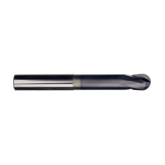 Picture of Imco 34289 Dia 3/16 SH 0.2500 LOC 0.1875 OAL3.00 End Mill Standard Flute Standard Helix Carbide TiAlN Single End Ball NoseBall Die & Mold Mill