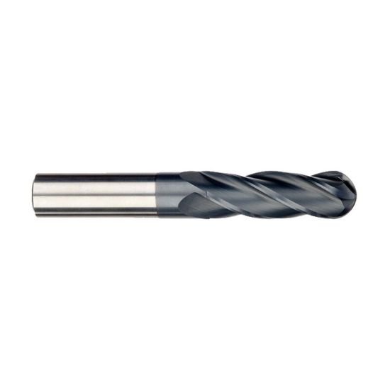 Picture of Imco 34323 Dia 5/16 SH 0.3125 LOC 1.1250 OAL3.00 End Mill Standard Flute Standard Helix Carbide AlTiN Single End Ball NoseBall General PURPOSE