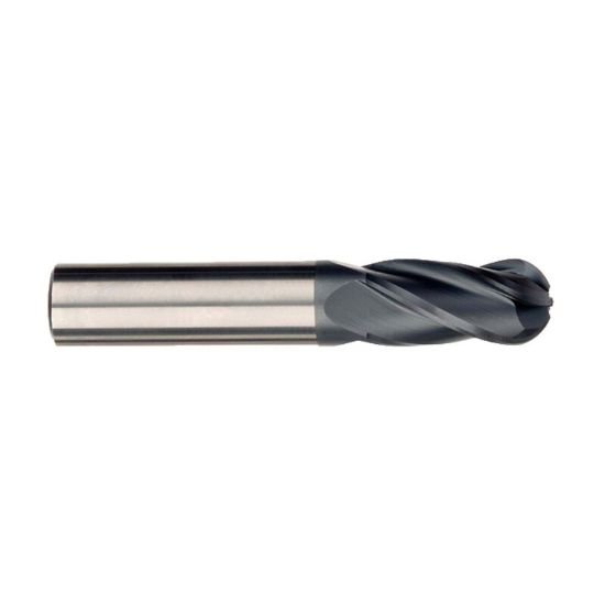 Picture of Imco 39841 Dia 3mm SH 0.1181 LOC 0.4724 OAL1.4961 End Mill Standard Flute Standard Helix Carbide AlTiN Single End Ball NoseBall General PURPOSE