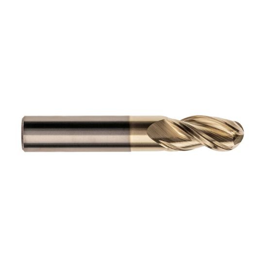 Picture of Imco 61256 Dia 10mm SH 0.3937 LOC 0.9843 OAL2.8346 End Mill Standard Flute High Helix Carbide Uncoated Single End Ball NoseBall Streaker Mill