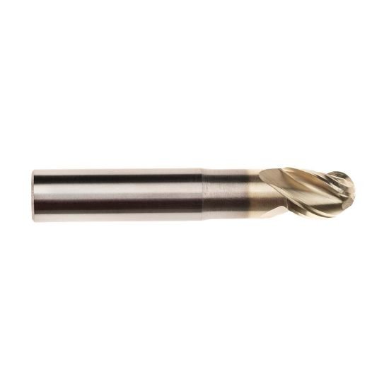Picture of Imco 61346 Dia 6mm SH 0.2362 LOC 0.3543 OAL2.4803 End Mill Standard Flute High Helix Carbide Uncoated Single End Ball NoseBall Streaker Mill