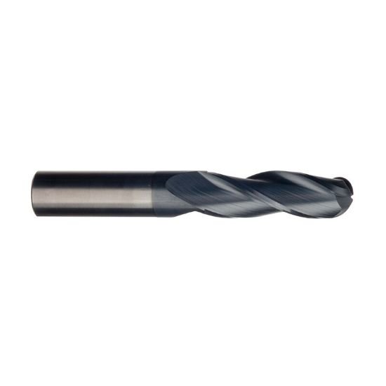 Picture of Imco 62055 Dia 1/16 SH 0.1250 LOC 0.1875 OAL1.50 End Mill Standard Flute Standard Helix Carbide AlTiN Single End Ball NoseBall General PURPOSE