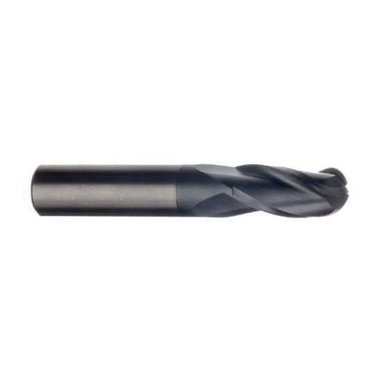 Picture of Imco 62067 Dia 1/4 SH 0.2500 LOC 0.50 OAL2.00 End Mill Standard Flute Standard Helix Carbide AlTiN Single End Ball NoseBall General PURPOSE