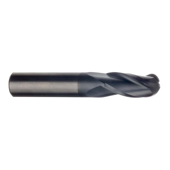 Picture of Imco 62604 Dia 3mm SH 0.1181 LOC 0.4724 OAL1.4961 End Mill Standard Flute Standard Helix Carbide AlTiN Single End Ball NoseBall General PURPOSE