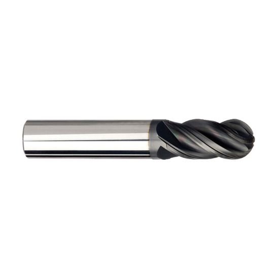 Picture of Imco 63153 Dia 1/2 SH 0.50 LOC 1.2500 OAL3.00 End Mill Standard Flute Variable Helix Carbide AlTiN Single End Ball NoseBall Pow-R-Feed Mill