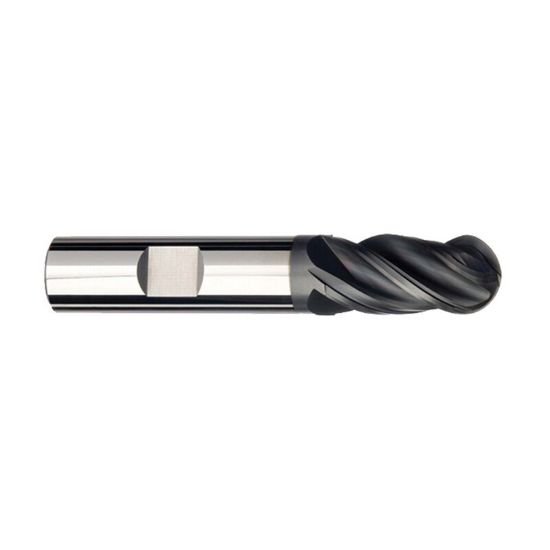 Picture of Imco 63176 Dia 3/8 SH 0.3750 LOC 0.8750 OAL2.50 End Mill Standard Flute Variable Helix Carbide AlTiN Single End Ball NoseBall Pow-R-Feed Mill