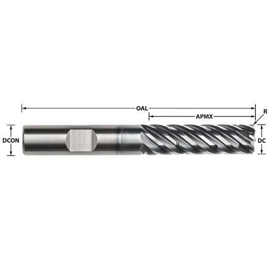 Picture of Imco 63339 Dia 12mm SH 0.4724 LOC 1.4173 OAL3.4646 End Mill Standard Flute Standard Helix Carbide AlCrN Single End Corner Radius0.0394 1.00mm Pow-R-Path Mill