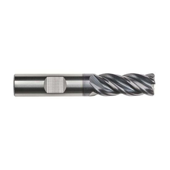 Picture of Imco 63403 Dia 1/2 SH 0.50 LOC 1.2500 OAL3.00 End Mill Standard Flute Variable Helix Carbide AlTiN Single End Corner Radius0.1250 3.18mm Pow-R-Feed Mill