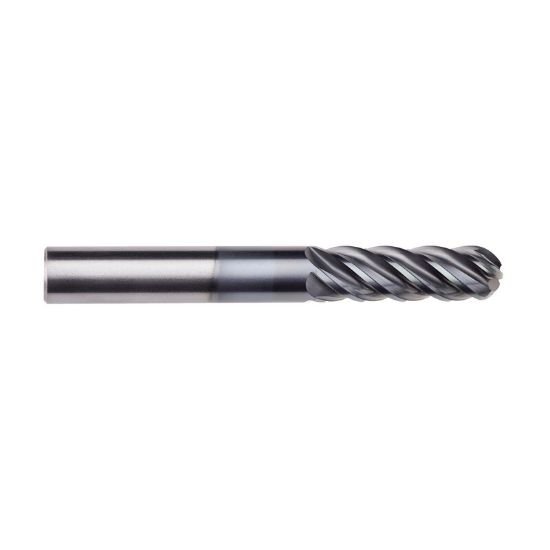 Picture of Imco 65084 Dia 5/16 SH 0.3125 LOC 2.1250 OAL4.00 End Mill Standard Flute Standard Helix Carbide AlCrN Single End Ball NoseBall enDURO Mill