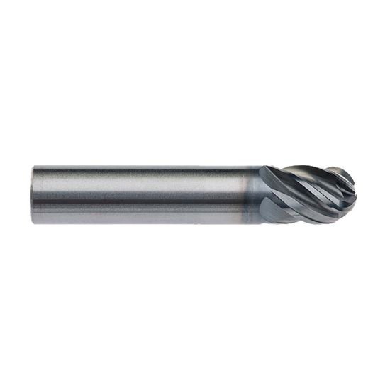 Picture of Imco 65140 Dia 3/8 SH 0.3750 LOC 1.00 OAL2.50 End Mill Standard Flute Standard Helix Carbide AlCrN Single End Ball NoseBall enDURO Mill