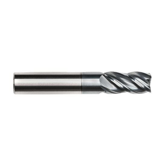 Picture of Imco 67359 Dia 3/4 SH 0.7500 LOC 1.6250 OAL4.00 End Mill Standard Flute Variable Helix Carbide AlCrN Single End Corner Radius0.0600 1.52mm Pow-R-Feed Mill