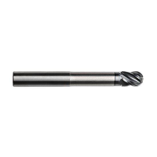 Picture of Imco 67757 Dia 3/8 SH 0.3750 LOC 0.50 OAL4.00 End Mill Standard Flute Variable Helix Carbide AlCrN Single End Ball NoseBall Pow-R-Feed Mill