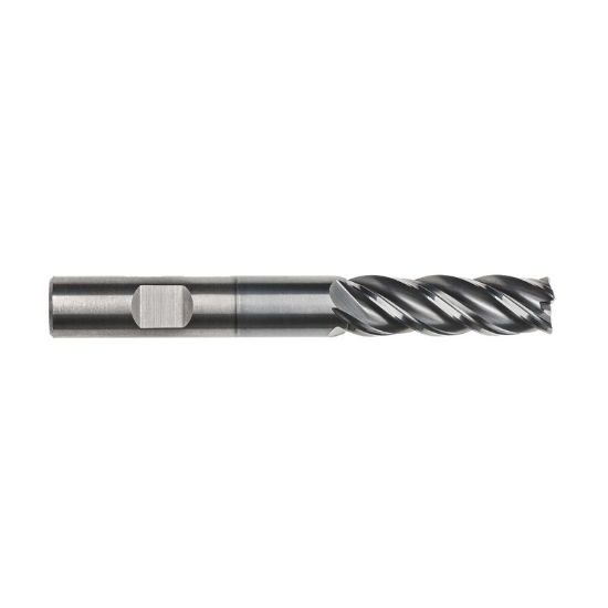 Picture of Imco 68139 Dia 1/2 SH 0.50 LOC 2.1250 OAL4.00 End Mill Standard Flute Variable Helix Carbide AlCrN Single End Corner Radius0.0300 0.76mm Pow-R-Feed Mill