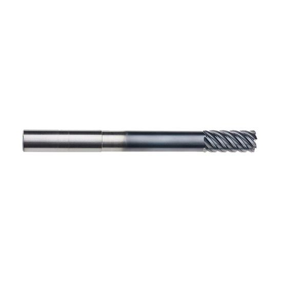 Picture of Imco 69520 Dia 1/2 SH 0.50 LOC 1.1250 OAL5.00 End Mill Standard Flute High Helix Carbide AlTiN Single End Corner Radius0.0300 0.76mm Omega-6 Mill
