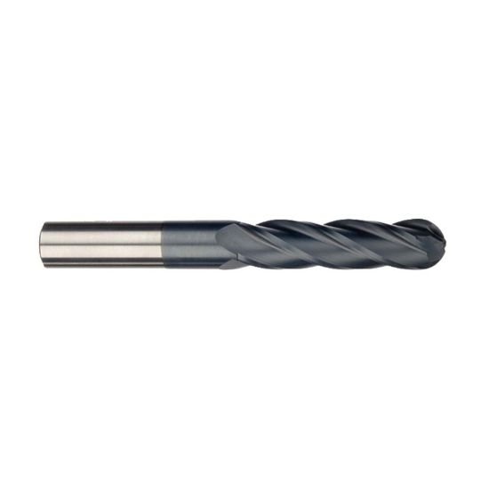 Picture of Imco 97844 Dia 1/4 SH 0.2500 LOC 1.50 OAL6.00 End Mill Standard Flute Standard Helix Carbide AlTiN Single End Ball NoseBall General PURPOSE