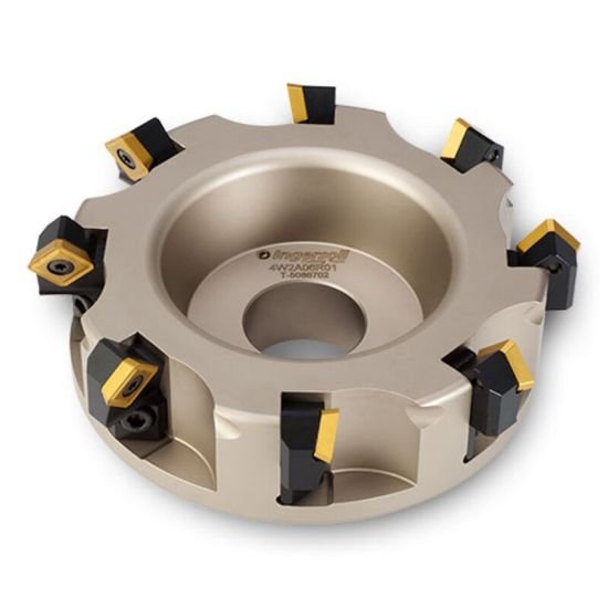Show details for Ingersoll 4W2A-08R01 Milling Cutter 69.0° 8.000 Shell2.5000 10 Flute 0.23 Max DOC 2.370 OAL Picture of Ingersoll 4W2A-08R01 Milling Cutter 69.0° 8.000 Shell2.5000 10 Flute 0.23 Max DOC 2.370 OAL