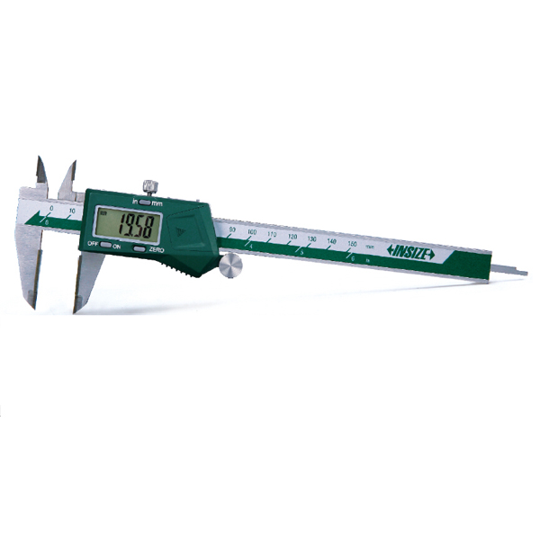 Picture of Insize 1110-200A Digital Caliper With Carbide Tipped Jaws, 0-8"/0-200mm
