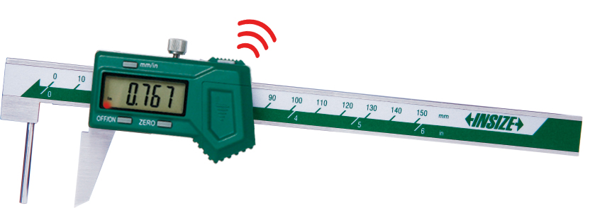 Picture of Insize 1161-150Awl Digital Tube Thickness Caliper, 0-6"/0-150mm, Built-In Wireless