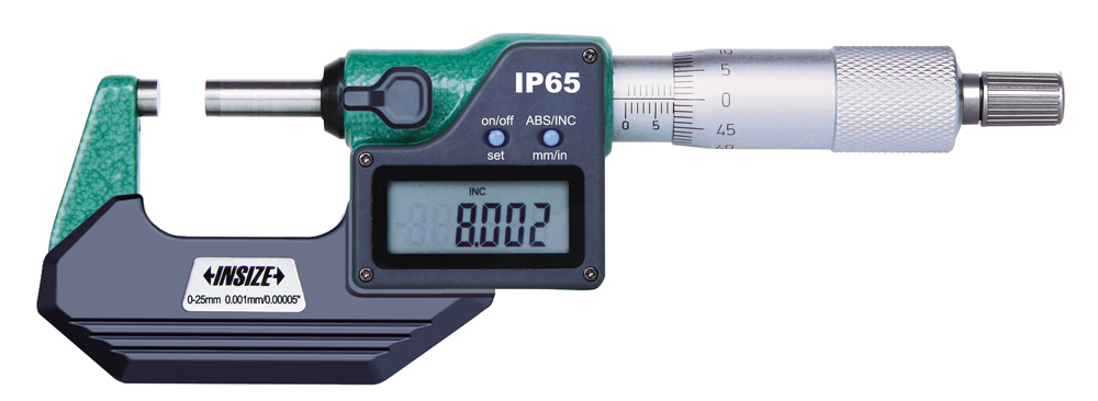 Picture of Insize Electronic Outside Micrometer (Ip65), 0-25mm/0-1", Resolution 0.001mm/.00005" Micrometer Outside