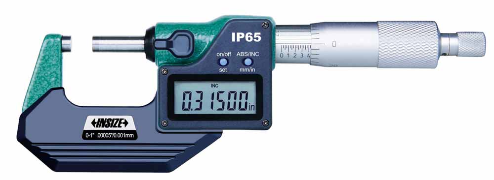 Picture of Insize 3108-1F Digital Outside Micrometer, Ip65, 0-1"/0-25mm, Ratchet Friction Thimble