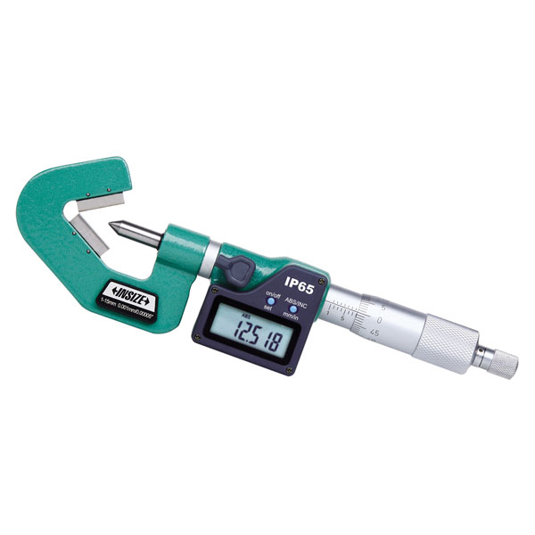 Picture of Insize 3590-457E Digital V-Anvil Micrometer, 1"-1.8"/25-45mm, 7 Flutes