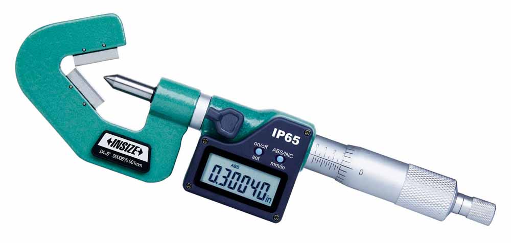 Picture of Insize 3590-855E Digital V-Anvil Micrometer, 2.6-3.4"/65-85mm, 5 Flutes