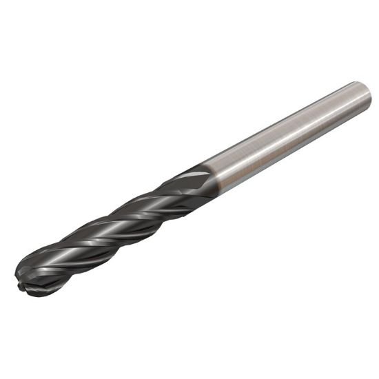 Picture of Iscar EBI-A-4 625-1.25-C625 IC900 Dia 5/8 SH 0.6250 LOC 1.2500 OAL3.50 End Mill Standard Flute Standard Helix Carbide AlTiN Single End Ball NoseBall SolidMill