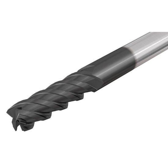 Picture of Iscar ECI-B-4 125-375-C125 IC900 Dia 1/8 SH 0.1250 LOC 0.3750 OAL1.50 End Mill Standard Flute High Helix Carbide AlTiN Single End Square Sharp SolidMill