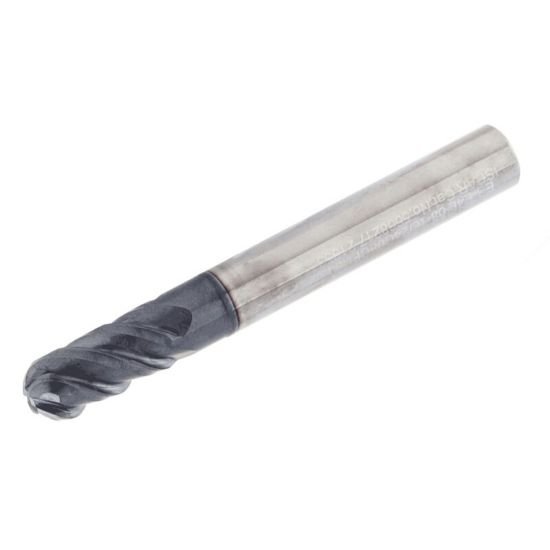 Picture of Iscar EBI-E4L 125-250/400C125CF IC902 Dia 1/8 SH 0.1250 LOC 0.2500 OAL2.00 End Mill Standard Flute Standard Helix Carbide TiAlN Single End Ball NoseBall SolidMill