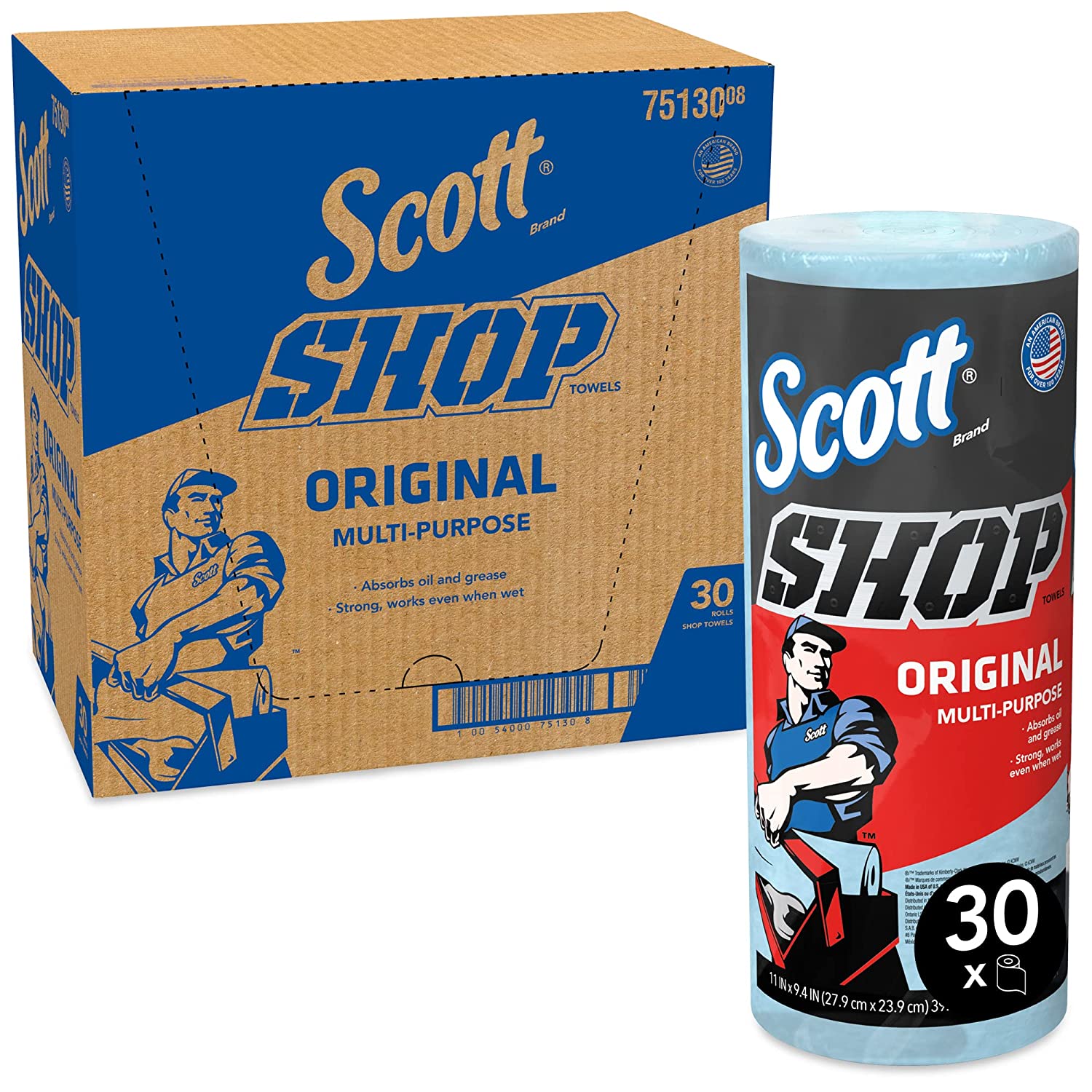 Picture of Kimberly-Clark 75130 55 Shop Towels Per Roll, 30 Rolls Per Case. Each Scott Shop Towel Is Up To The Task At Hand With Its 9.4″ X 11″ Size.