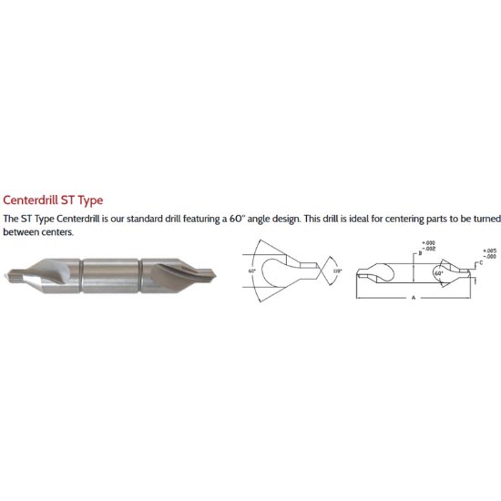 Picture of Link 20-TN-099 8ST Type DED HSS CenterDrill, TIn COAT