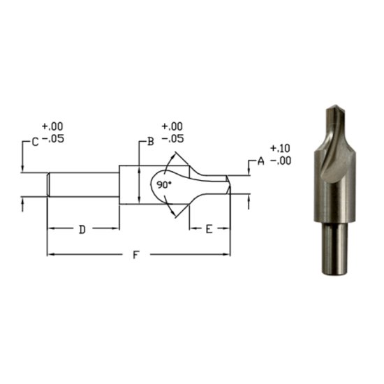 Picture of Link 70-TN-380 4mm Metric 90D SED HSS Screw Countersink, TIn COAT