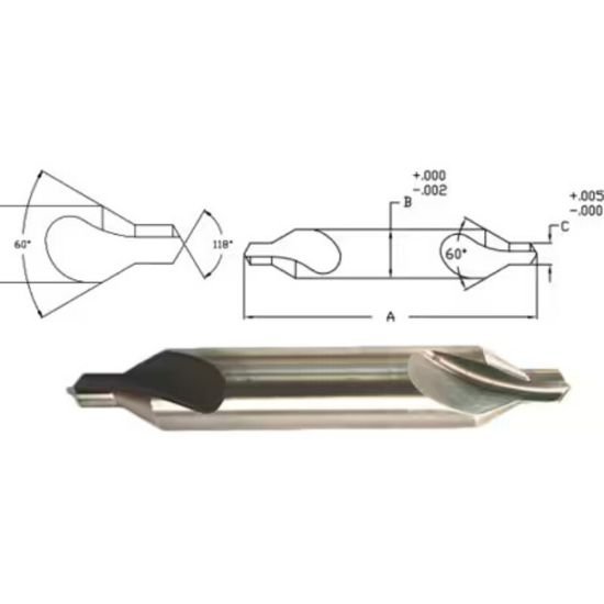 Picture of Link CH-TL-205 8R Type SED Cobalt TTC CenterDrill - TIALN Coated