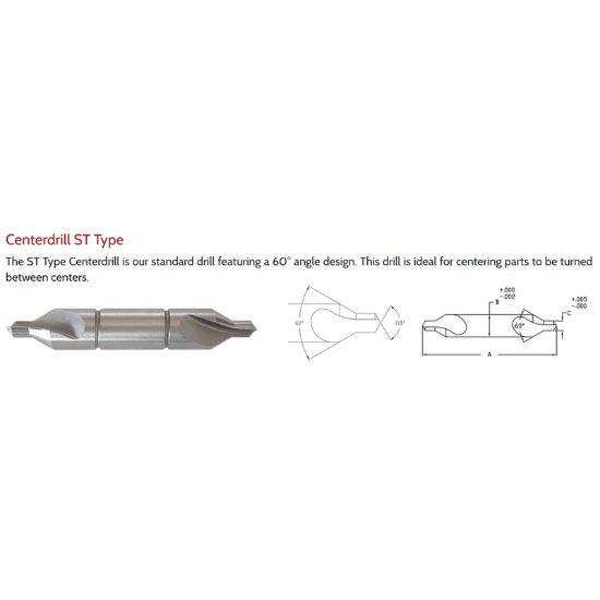 Picture of Link CO-TL-099 8ST Type DED Cobalt CenterDrill, TIALN COAT