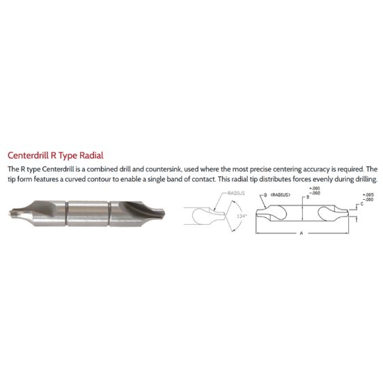 Picture of Link CO-TN-006 5R Type DED Cobalt CenterDrill, TIn COAT