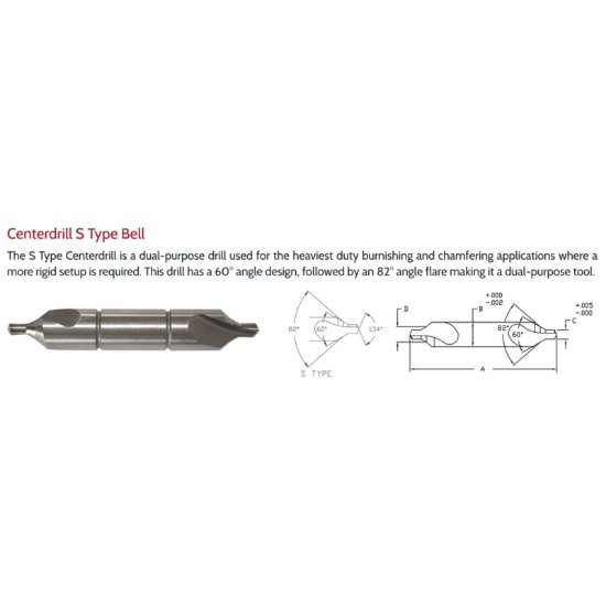 Picture of Link CO-TN-052 16S Type DED Cobalt CenterDrill, TIn COAT